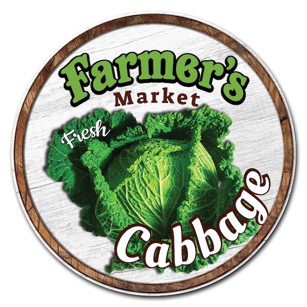 Signmission Farmers Market Cabbage Circle Vinyl Laminated Decal, D-8-CIR-Cabbage D-8-CIR-Cabbage - main